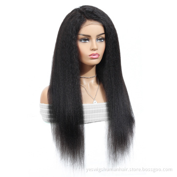 mink brazilian human hair full bouncy kinky straight wig lace front 4x4 handtied swiss lace closure kinky yaki straight hair wig